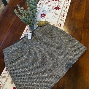 Festive Banana Republic Mini Skirt in silver sparkle